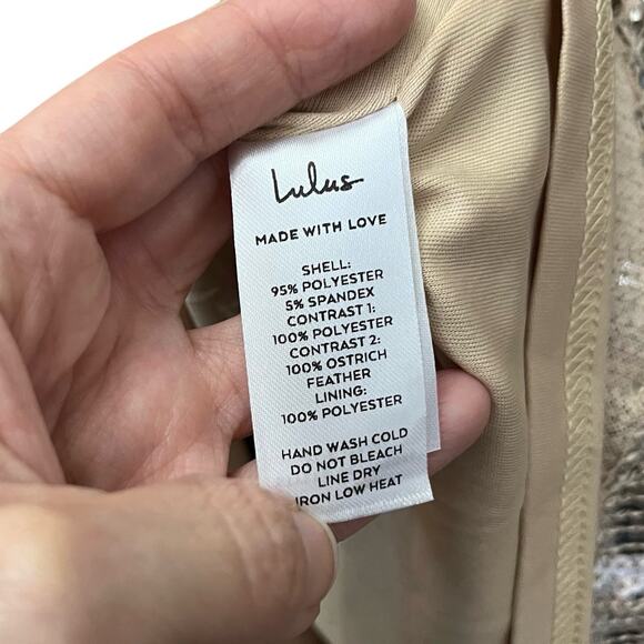 Lulus Perfectly Glowing Sequin Feather Tank Top XS Cropped Holiday Concert - Picture 7 of 11